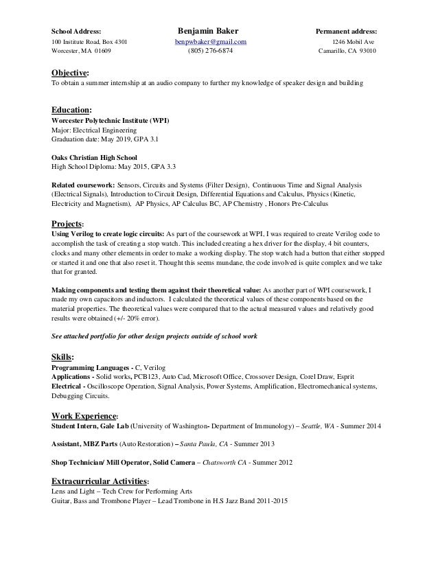 baker resume