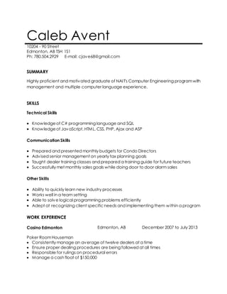 Caleb Avent Resume | DOCX