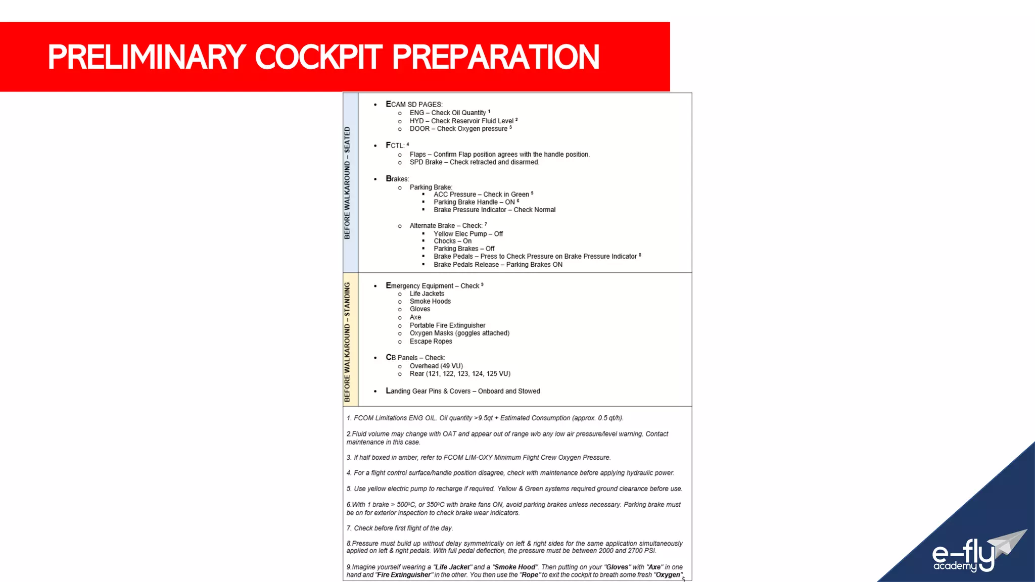 PRELIMINARY COCKPIT PREPARATION
 