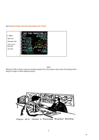 2
INIT B (READ FROM THE FMS INCLUDING THE TITLES)
1
127(
0HQWLRQLI*:LVDERYHPD[LPXPODQGLQJZHLJKW LIIRUDQUHDVRQUHWXUQEDFNIRUODQGLQJDWWKH
DLUSRUWRIRULJLQRURWKHUDGMDFHQWDLUSRUW
19
 
