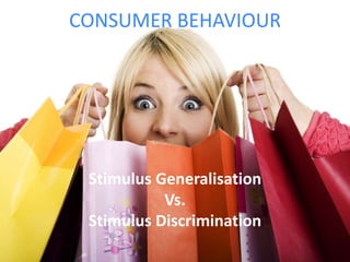 CONSUMER BEHAVIOUR

Stimulus Generalisation
Vs.
Stimulus Discrimination

 