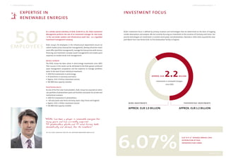 expertise / RENEWABLE ENERGIES  54  expertise / RENEWABLE ENERGIES
6.07 % p. a.* AVERAGE ANNUAL cash
distribution OF KGAL
INFRASTRUCTURE FUNDS
INVESTMENT FOCUS
As a wholly owned subsidiary of KGAL GmbH & Co. KG, KGAL Investment
Management performs the role of an investment manager for new funds
- in the real estate, aviation and infrastructure asset class - as a regulated
investment management company.
KGAL Group’s 50 employees in the Infrastructure department ensure ex-
cellent market access (transaction management), develop attractive invest-
ment offers (portfolio management), manage the transactions with various
financing and investment concepts (asset management) and enable quick
responses to market trends (risk management).
WIND POWER
The KGAL Group has been active in wind energy investments since 2003.
Their success in this sector can be attributed to the KGAL group‘s profound
asset management competence and the expertise to manage portfolios
down to the level of each individual investment.
◼◼ 2003 first investments in wind energy
◼◼ 47 wind farms in Germany and France
◼◼ Approx. EUR 1.0 billion investment volume
◼◼ 583 MW total capacity installed
PHOTOVOLTAICS
As one of the first solar fund providers, KGAL Group has acquired an exten-
sive portfolio of photovoltaic parks and facilities and plants for private and
institutional investors.
◼◼ 2005 first involvement in photovoltaics
◼◼ > 60 solar parks solar farms Germany, Spain, Italy, France and England
◼◼ Approx. EUR 1.2 billion investment volume
◼◼ 356 MW total capacity installed
EXPERTISE IN
RENEWABLE ENERGIES
“KGAL has been a player in renewable energies for
many years and has currently acquired
55 photovoltaic plants and 47 wind farms, both
domestically and abroad, for its investors.”
Dr. Klaus Wolf, Managing Director, KGAL Investment Management GmbH & Co. KG
WIND INVESTMENTS
APPROX. EUR 1.0 Billion
PHOTOVOLTAIc INVESTMENTS
APPROX. EUR 1.2 Billion
Investments in renewable Energies
since 2003
approx. EUR 2.2BILLION
KGAL’s investment focus is defined by primary locations and technologies that are determined on the basis of ongoing
market observations and analyses. We are currently focusing our investment on the countries of Germany and France. Our
priority technologies are investments in onshore wind power and photovoltaics. Recently in 2014, KGAL acquired the solar
park Marsh Farm near Bristol (UK), its first photovoltaic facility in England.
EMPLOYEES
6.07% *Balance as of 2012
 