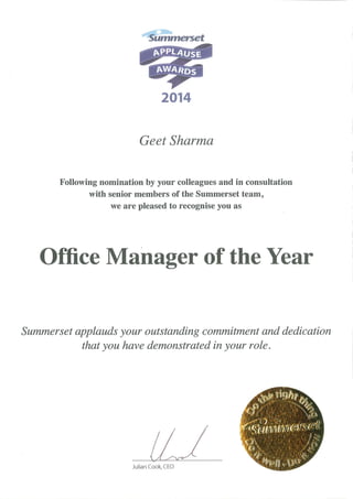 Cert OM of the year
