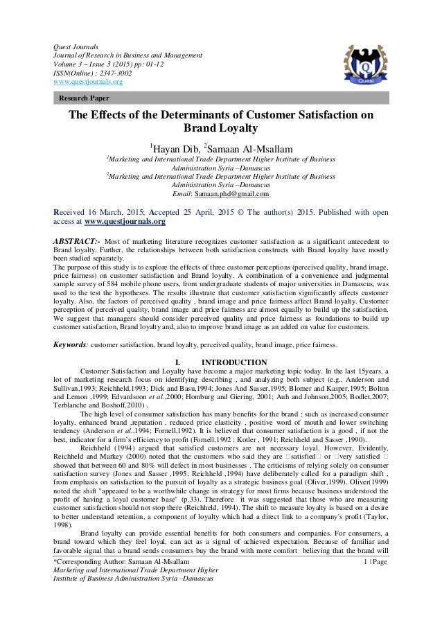 Research paper on customer satisfaction in retail sector