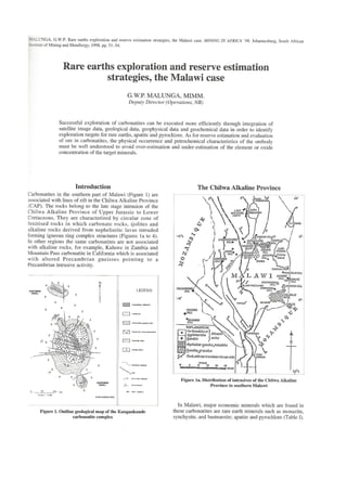 Rare earths exploration and reserve estimation strategies, the Malawi case