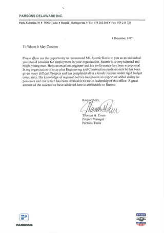 Recommendation Letter PARSONS Regional Engineer TC
