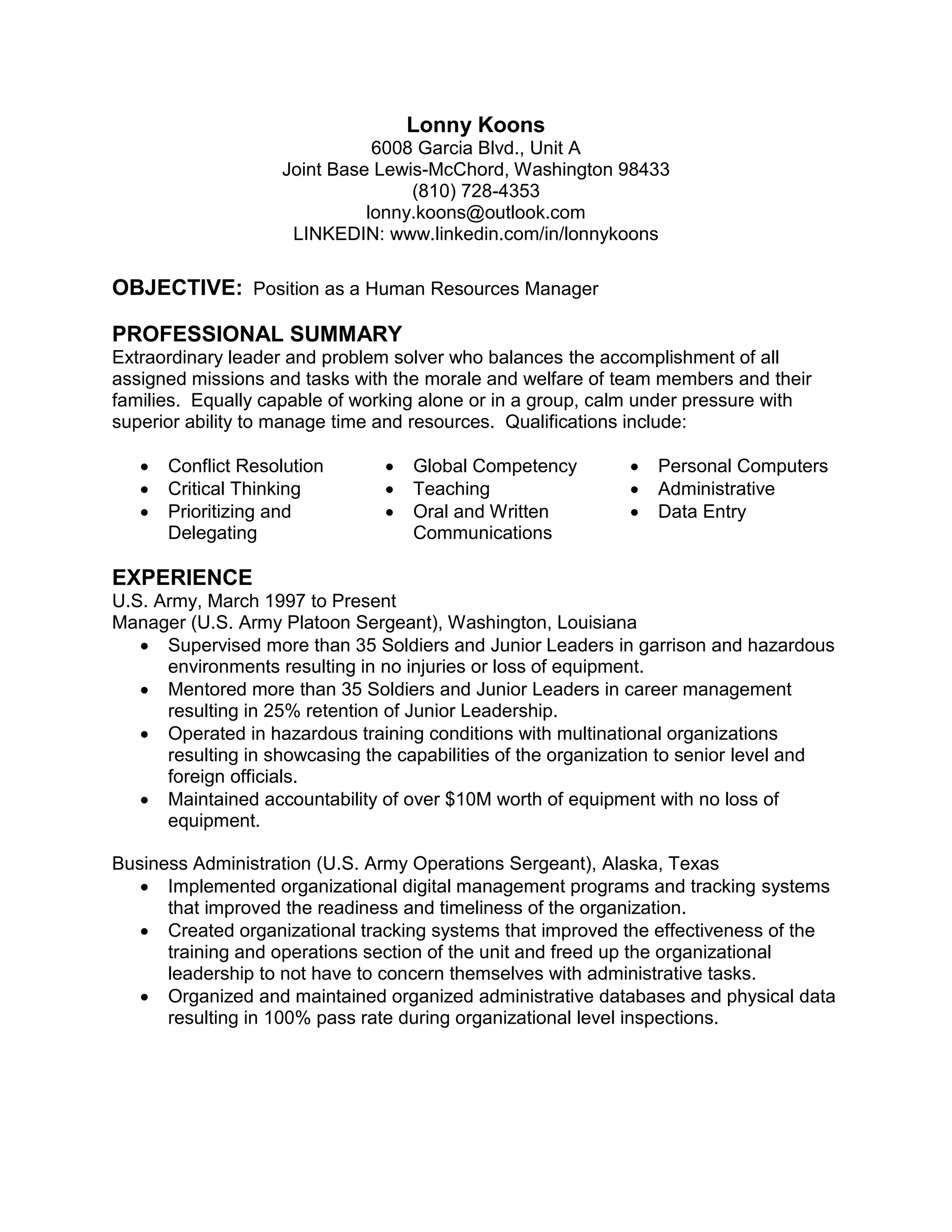 KOONS - Resume | PDF | Defense Industry | Industries