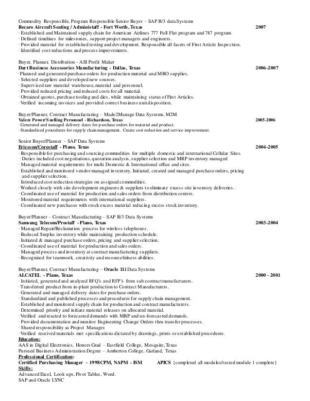 Accessories buyer resume