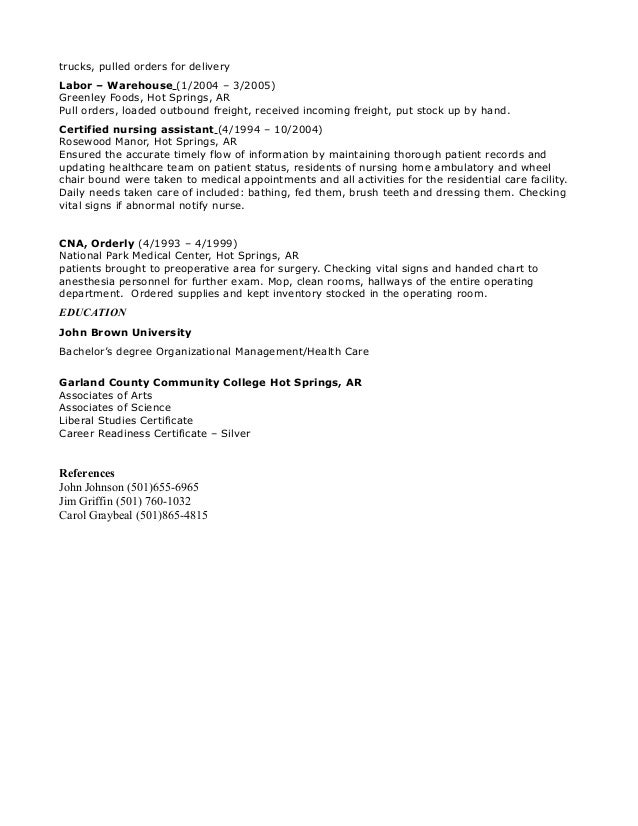 c n a va hospital resume