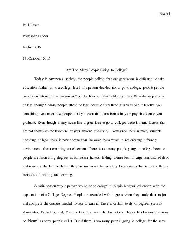 going to college essay