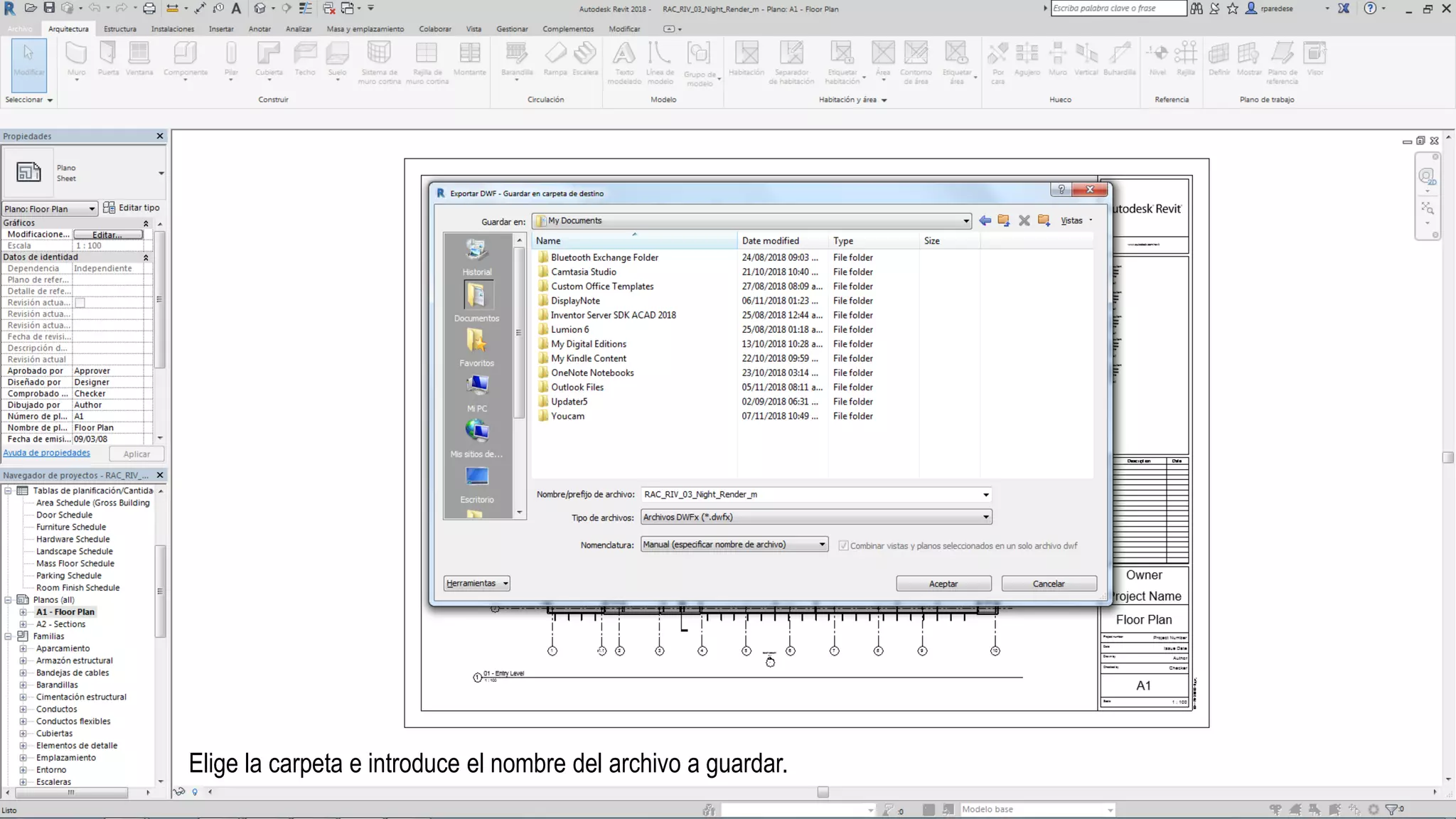 Elige la carpeta e introduce el nombre del archivo a guardar.
 