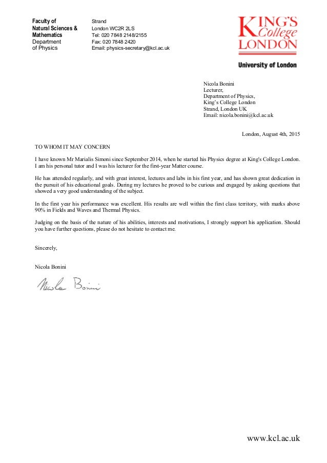 academic reference for marialis simoni from nicola bonini academic reference letter