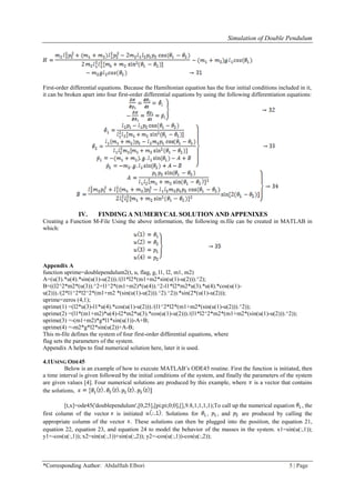 Simulation of Double Pendulum | PDF