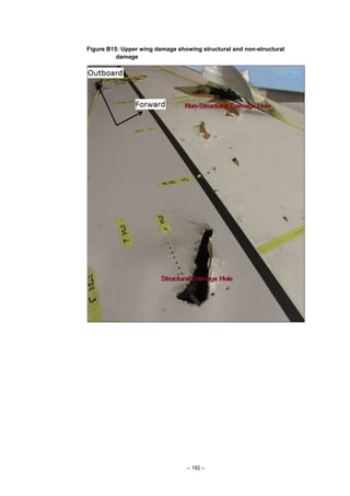 – 192 –
Figure B15: Upper wing damage showing structural and non-structural
damage
 