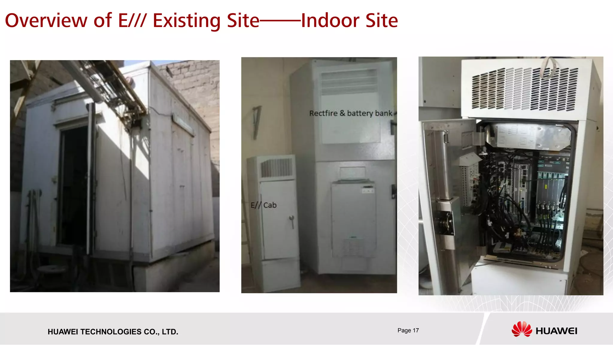 Page 17HUAWEI TECHNOLOGIES CO., LTD.
Overview of E/// Existing Site——Indoor Site
 