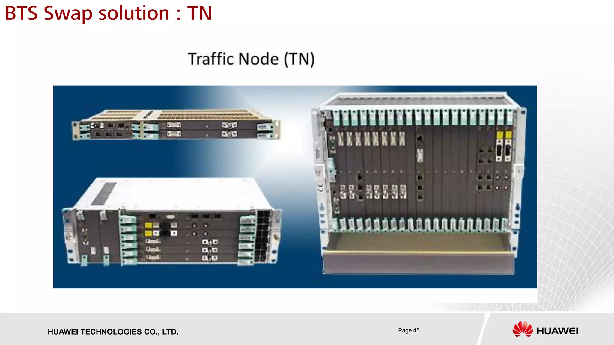 Page 45HUAWEI TECHNOLOGIES CO., LTD.
BTS Swap solution : TN
 