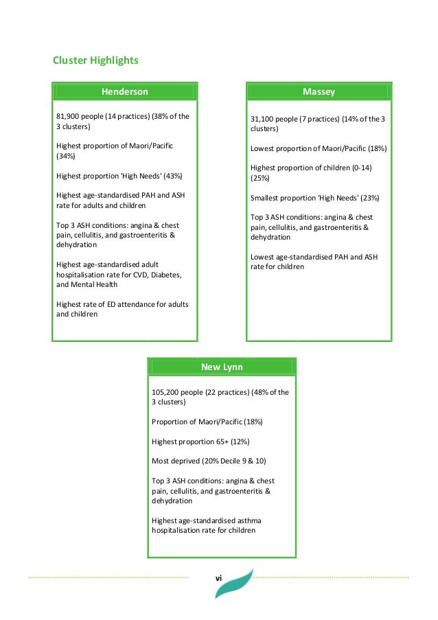 West West Auckland Integrated Care Project Locality And Cluster Ana
