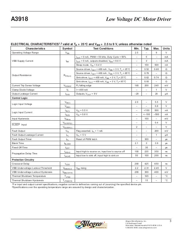 A3918 low voltage dc motor driver allegro datasheet[1]