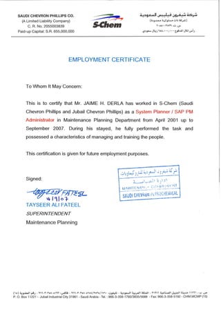 Employment Certificate