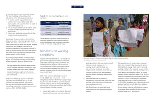22 23
healthcare, education and some basic savings.
The Asia Floor Wage Alliance bases their
calculations on the following considerations:
•	 A worker needs to support themselves
and two other consumption units. [One
consumption unit supports either one adult or
two children.] (Figure 2)
•	 An adult requires 3000 calories a day in order
to carry out physically demanding work in
good health.
•	 Within Asia, food costs amount for half of a
worker’s monthly expenditure.
Based upon these assumptions, the Asia Floor
Wage is calculated in Purchasing Power Parity $
(PPP$). This fictitious World Bank currency is built
upon consumption of goods and services, allowing
standard of living between countries to be
compared regardless of the national currency. In
order to calculate annual Asia Floor Wage figures,
the AFWA carries out regular and ongoing food
basket research (AFWA 2016a).
Accounting for high inflation, Asia Floor Wage
figures are calculated annually. As explained by
AFWA Coordinator, Anannya Bhattacharjee:
The gap between the minimum wage and the
cost of living has widened in recent years. High
inflation has sent the cost of living soaring in
many Asian countries, but starting salaries
remain unchanged—often for several years.
(Pasariello 2013)
AFW annual PPP$ wage figures are therefore
calculated annually based upon up to date
national food basket research. For instance,
the 2015 Asia Floor Wage figure is PPP$ 1021.
These wage figures are then converted into local
currency (Table 3)(AFWA 2016b).
Table 3: 2015 Asia Floor Wage Figure in local
currencies
Country Asia Floor Wage in
local currency
Cambodia 1,630,045 Riel
India 18,727 Rupees (INR)
Indonesia 4,684,570 Rupiah
Sri Lanka 48,608 Rupees (SLR)
The AFW wage calculation method provides an
instructive model for Gap and other brands in
setting living wages that correspond to workers
needs and consider rising costs of living.
Initiatives on working
conditions
Gap has partnered with Verite, a U.S. based non-
governmental organization with the articulated
objective of improving working conditions. This
initiative claims to measure and improve how
much workers feel valued and engaged at work.
The collaboration allegedly aims to focus on
workers and their voices in order to improve their
experience of work.
With similar claims to attending to workers’
needs, in 2011, Gap Inc. created a Brand
Integration and Vendor Performance project team.
Gap declared that the efforts would be directed
towards gathering data on vendors for effecting
change at the level of management in the supplier
factories. Stated initiatives include:
•	 meeting with leaders in the Gap Inc. Sourcing
Department to examine any issues related to
working conditions that may have stemmed
from decisions at headquarters;
•	 meeting regularly with strategic and
low-performing vendors to assess their
performance against Gap’s Code of Vendor
Conduct and discuss how the timing and
planning of Gap’s orders are affecting their
workers;
•	 training all new hires in inventory
management, merchandising, production, and
sourcing on the importance of responsible
purchasing practices; and
•	 highlighting case studies and tools to ensure
that factory orders are made with a full
understanding of their potential impact on
workers.
The espoused aims of these initiaves, however,
are in stark contrast to Gap responses to worker-
led initiaitves to engage the brand in improving
working conditions. For instance, Gap was invited
to engage with workers at the People’s Tribunal on
Living Wage as a fundmantal right of Sri Lankan
garment workers, held from March 17-28, 2011 in
Colombo; Cambodian garment workers, held from
February 5-8, 2012 in Phnom Penh, Cambodia;
Indian garment workers, held from November
22-25, 2012 in Bangalore; and Indonesian garment
workers, held from June 21-24, 2014 in Jakarta.
Gap denied invitations to engage with workers
at each of these tribunals, despite being notified
of persistent rights violations in their supplier
factories (Butler 2012; Barria 2014).
Garment workers in India protest against Gap for unfair labour practices.
Society for Labour and Development
 