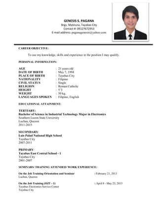 Genesis Resume NF2 | PDF