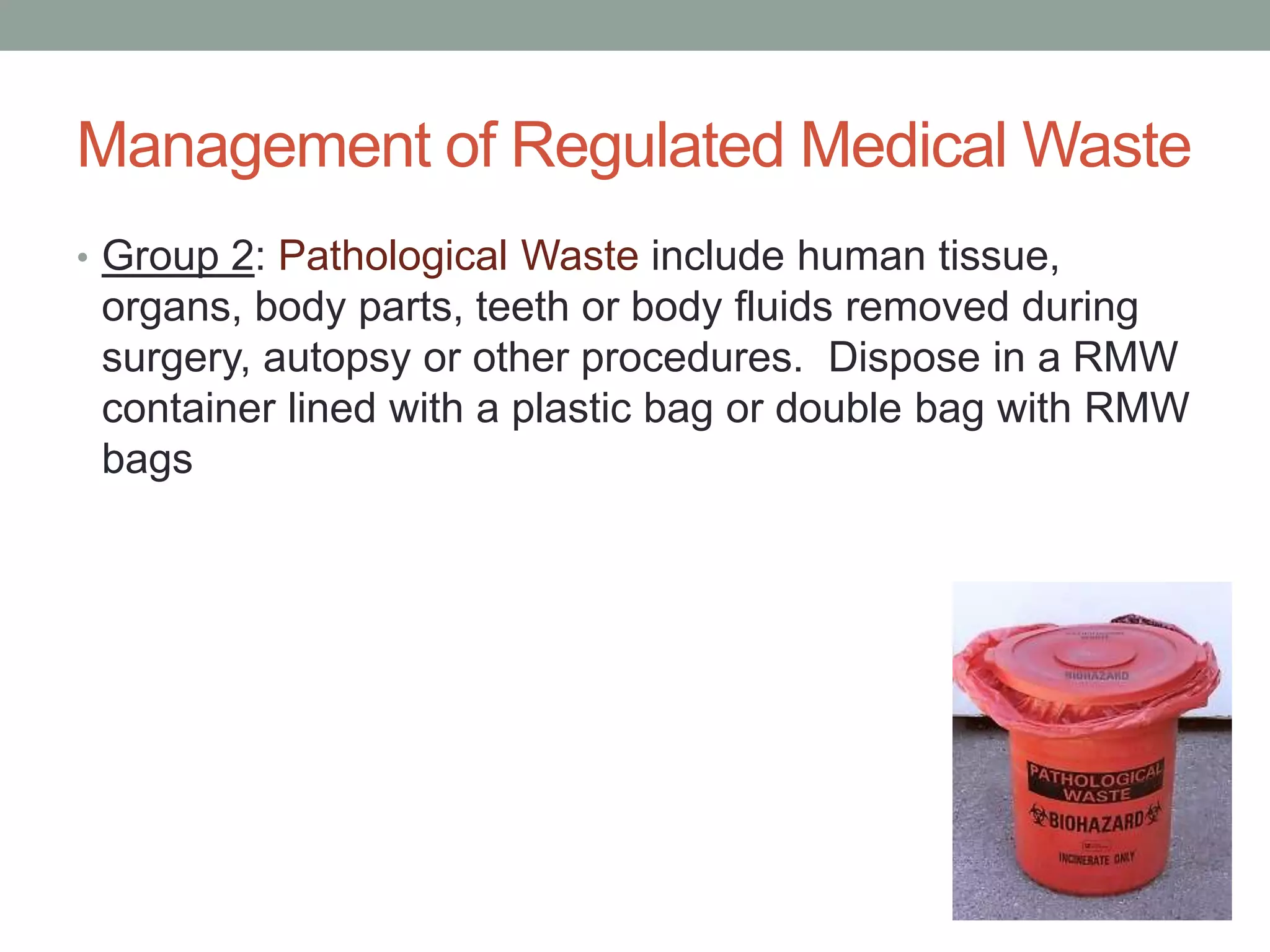 Photo inspiration: Pathological Waste Disposal Procedures Reference: Bumedinst 6280 1 Mgmt Of Reg Waste Hm1 Wd