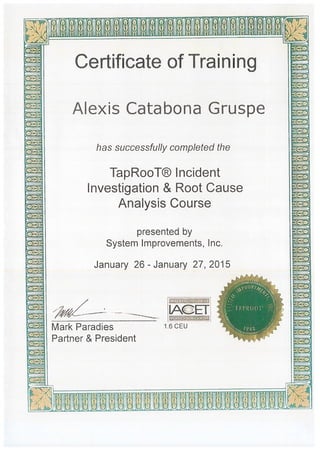 taproot and iosh cert