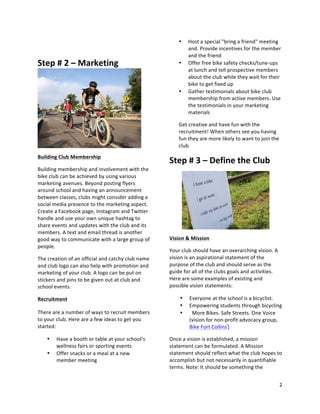 2	
  
	
  
	
  
	
  
Step	
  #	
  2	
  –	
  Marketing
	
  
Building	
  Club	
  Membership	
  
Building	
  membership	
  an...