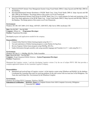 Latest Resume C#,C++ Developer