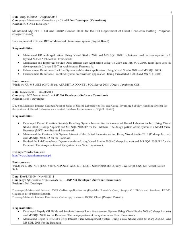 blogger.com Web Developer Resume Example asp net c resume sample