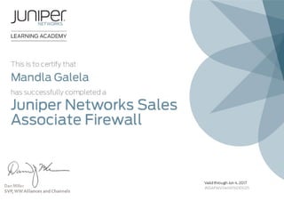Juniper Firewall Sales Certificate