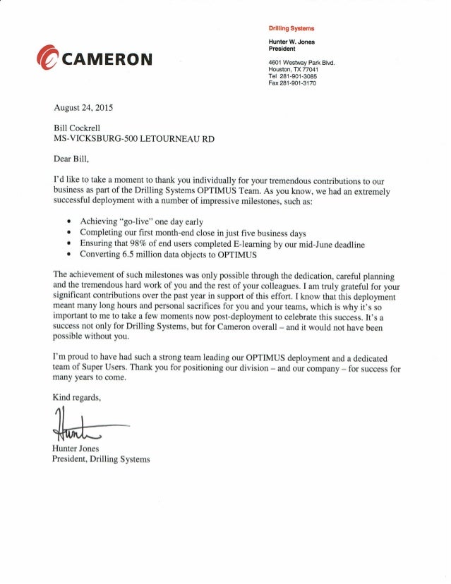 cameron sap super user thank you letter