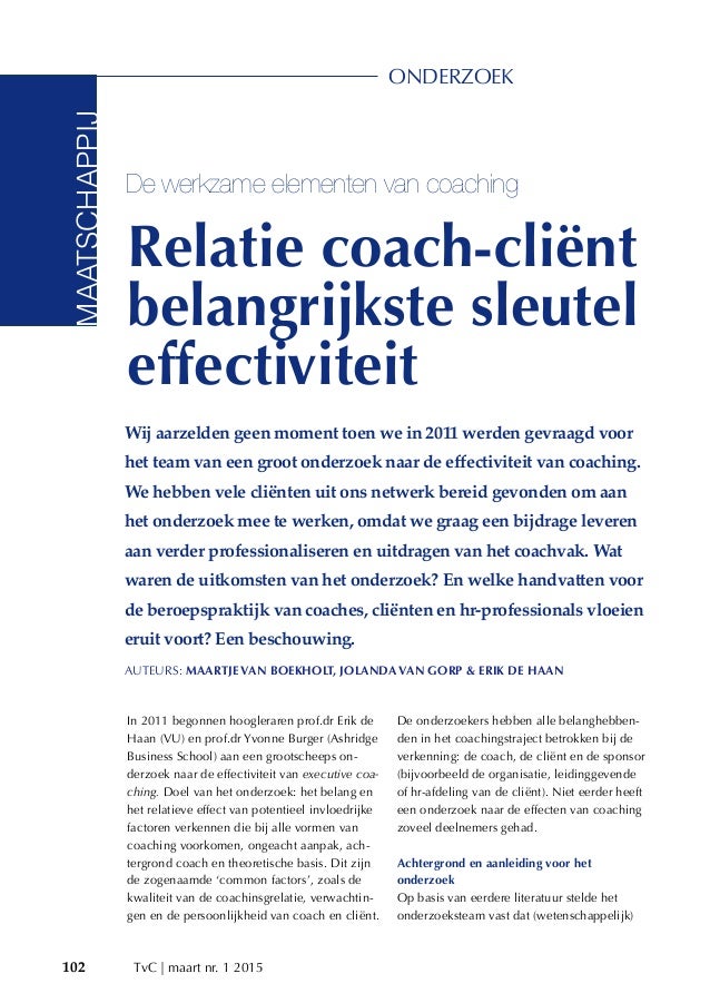 artikel Tijdschrift voor Coaching maart 2015