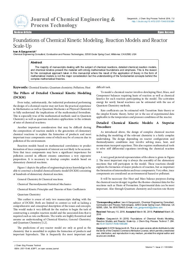 Foundations Of Chemical Kinetic Modeling Reaction Models And Reactors