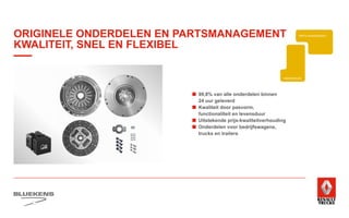 ■	99,8% van alle onderdelen binnen
24 uur geleverd
■	Kwaliteit door pasvorm,
functionaliteit en levensduur
■	 Uitstekende prijs-kwaliteitverhouding
■	Onderdelen voor bedrijfswagens,
trucks en trailers
ONDERDELEN BREAKDOWN SERVI
BLUEKENS
BRANDWEER TECHNIEK
PARTS MANAGEMENT
HIGHTECH
SERVICE
SCHADEHERSTEL
LAADKLEPSERVICE
TRAINING
ZUINIG RIJDEN
ONDERDELEN
BLUEKENS
BRANDWEER TECHNIEK
PARTS MANAGEMENT
SCHADEHERSTEL
ORIGINELE ONDERDELEN EN PARTSMANAGEMENT
KWALITEIT, SNEL EN FLEXIBEL
 