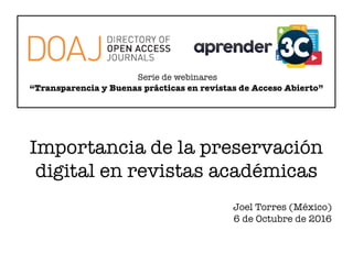 #Aprender3C - Importancia de la preservación digital en revistas académicas