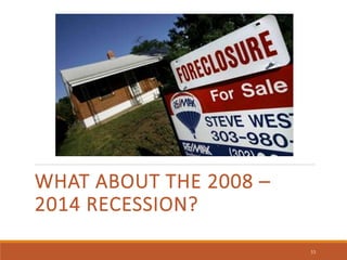 WHAT ABOUT THE 2008 –
2014 RECESSION?
33
 