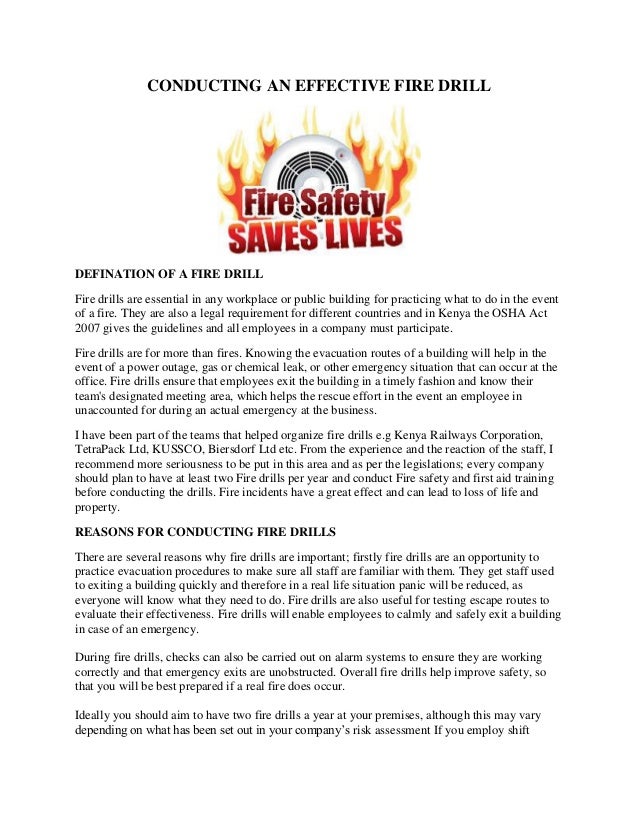 CONDUCTING AN EFFECTIVE FIRE DRILL