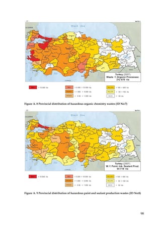 Figure A. 8 Provincial distribution of hazardous organic chemistry wastes (ID No:7)




Figure A. 9 Provincial distribution of hazardous paint and sealant production wastes (ID No:8)




                                                                                             98
 