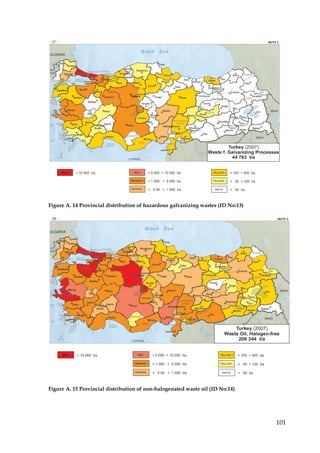 Figure A. 14 Provincial distribution of hazardous galvanizing wastes (ID No:13)




Figure A. 15 Provincial distribution of non-halogenated waste oil (ID No:14)




                                                                                  101
 