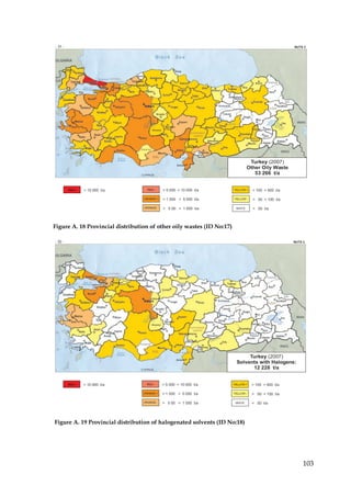 Figure A. 18 Provincial distribution of other oily wastes (ID No:17)




Figure A. 19 Provincial distribution of halogenated solvents (ID No:18)




                                                                          103
 