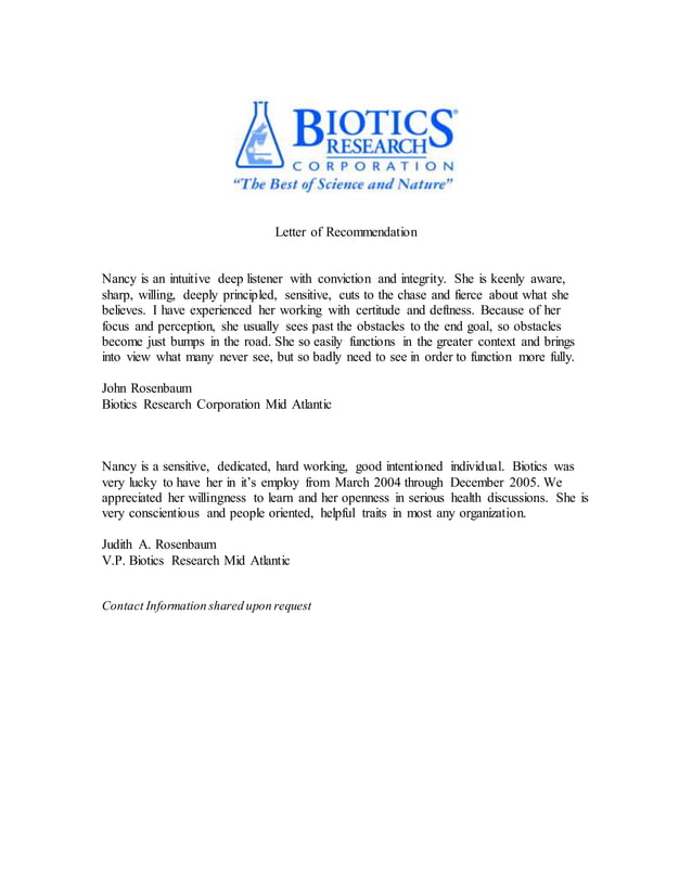 Biotics Rosenbaum Letter of Recommendation | DOCX