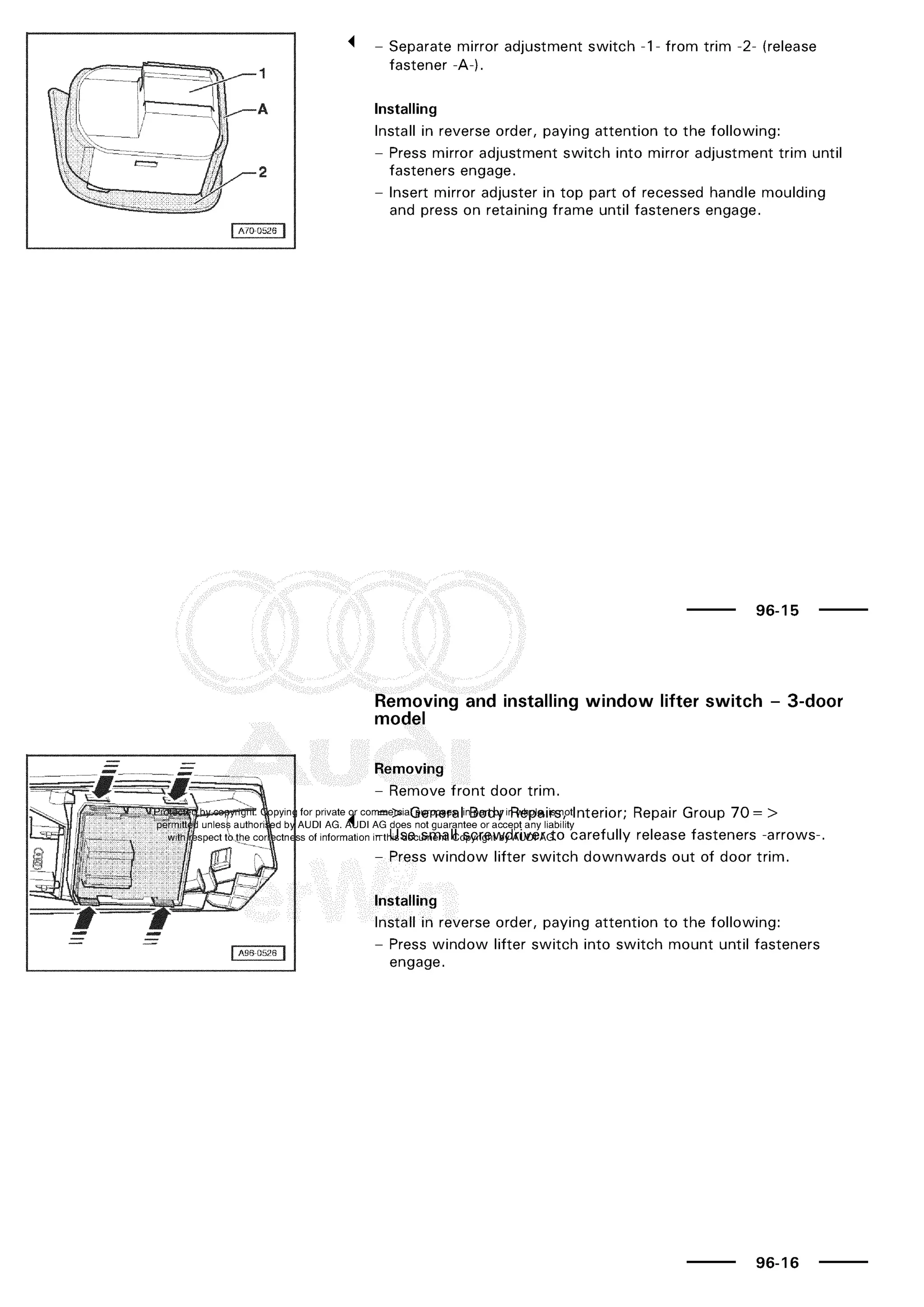 A3 electrical AUDI A3 1997 2000 1.8 20V 4ADR