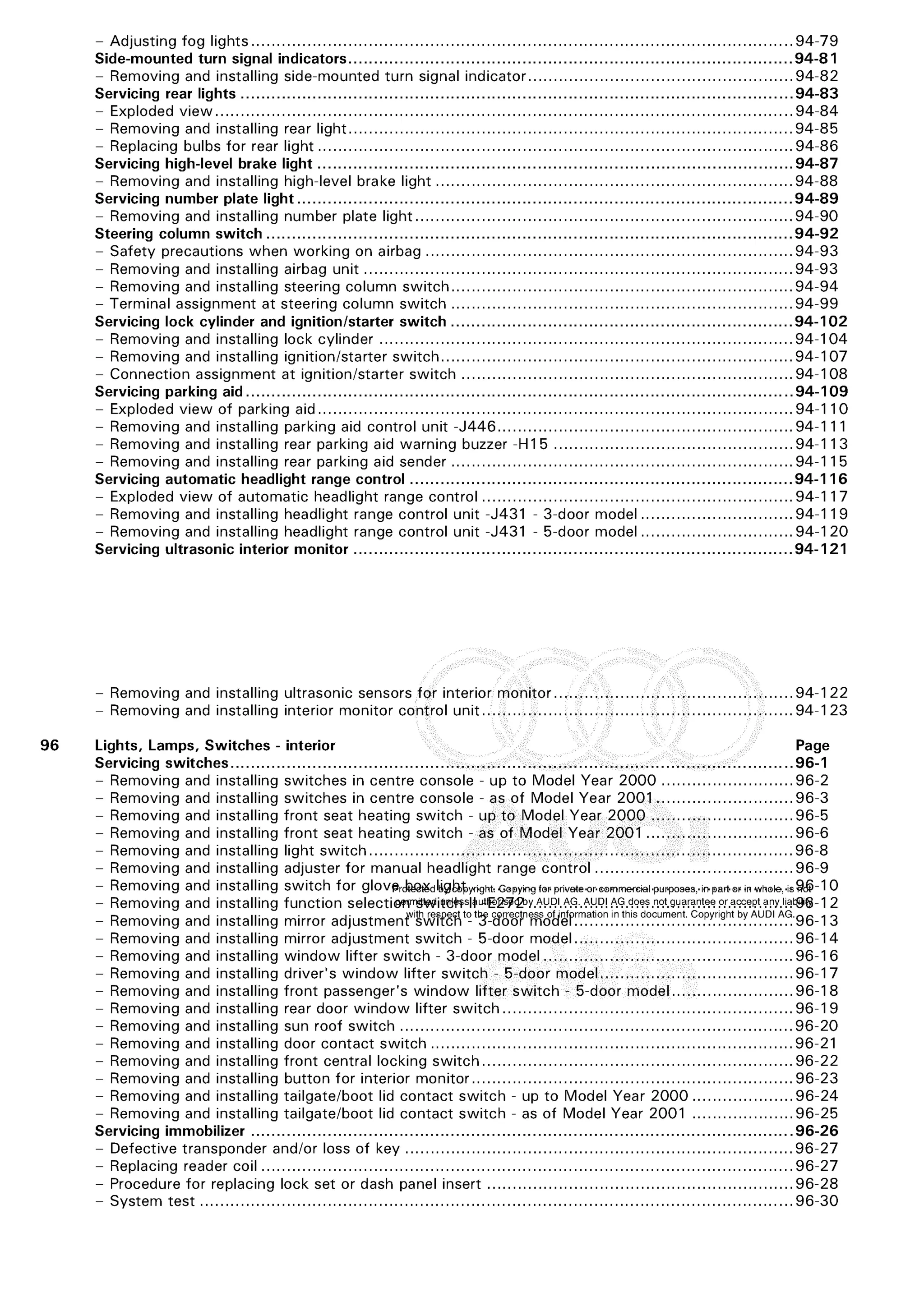 A3 electrical AUDI A3 1997 2000 1.8 20V 4ADR