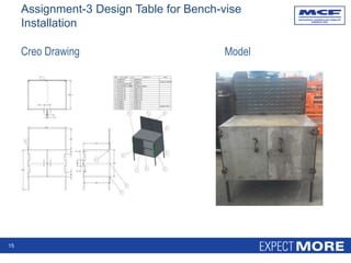 Creo Drawing Model
15
Assignment-3 Design Table for Bench-vise
Installation
 