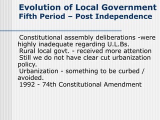 Evolution of Local Self Governments in India | PPT