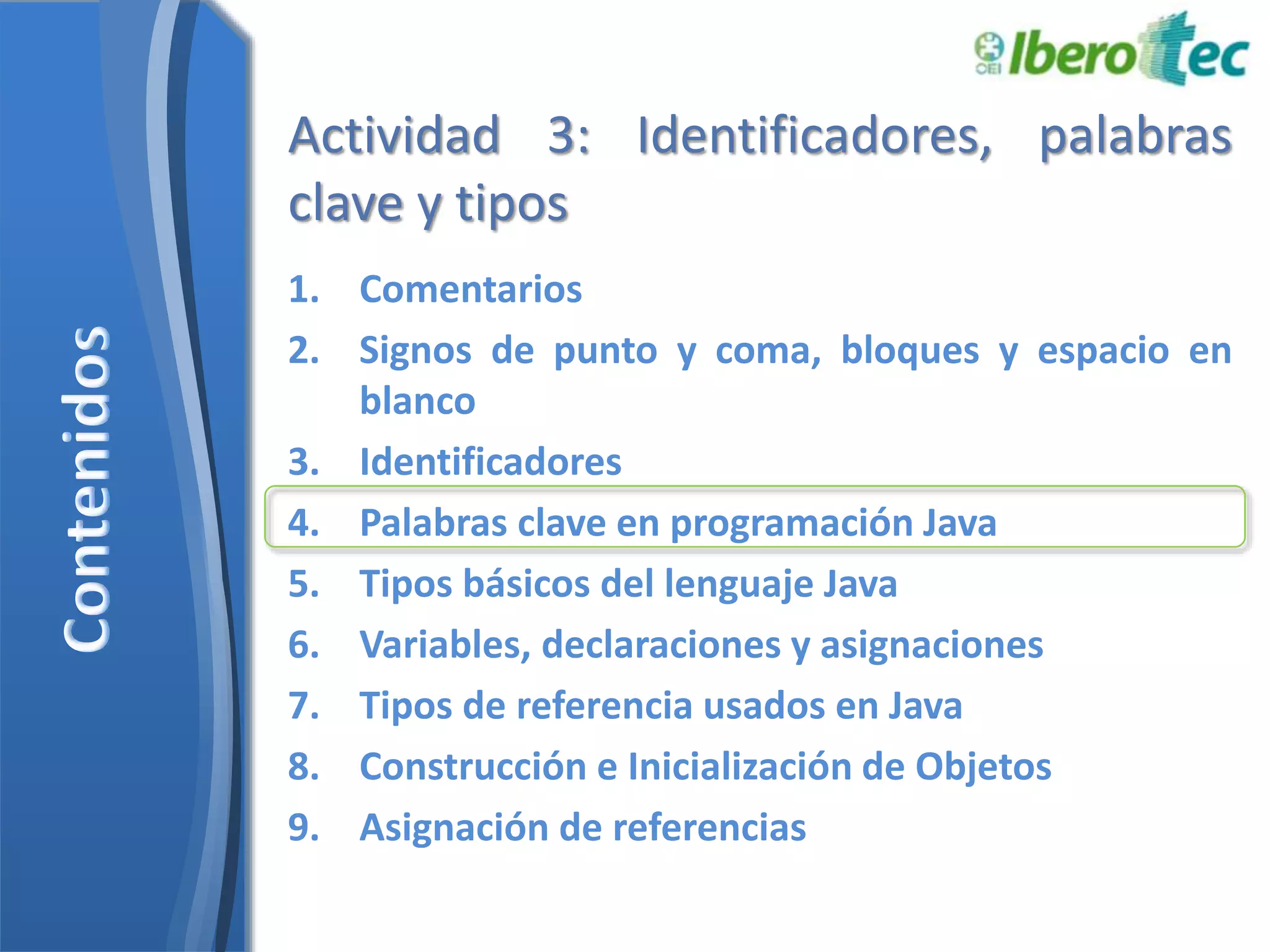 Identificadores palabras clave y tipos Java | PPTX | Programming ...