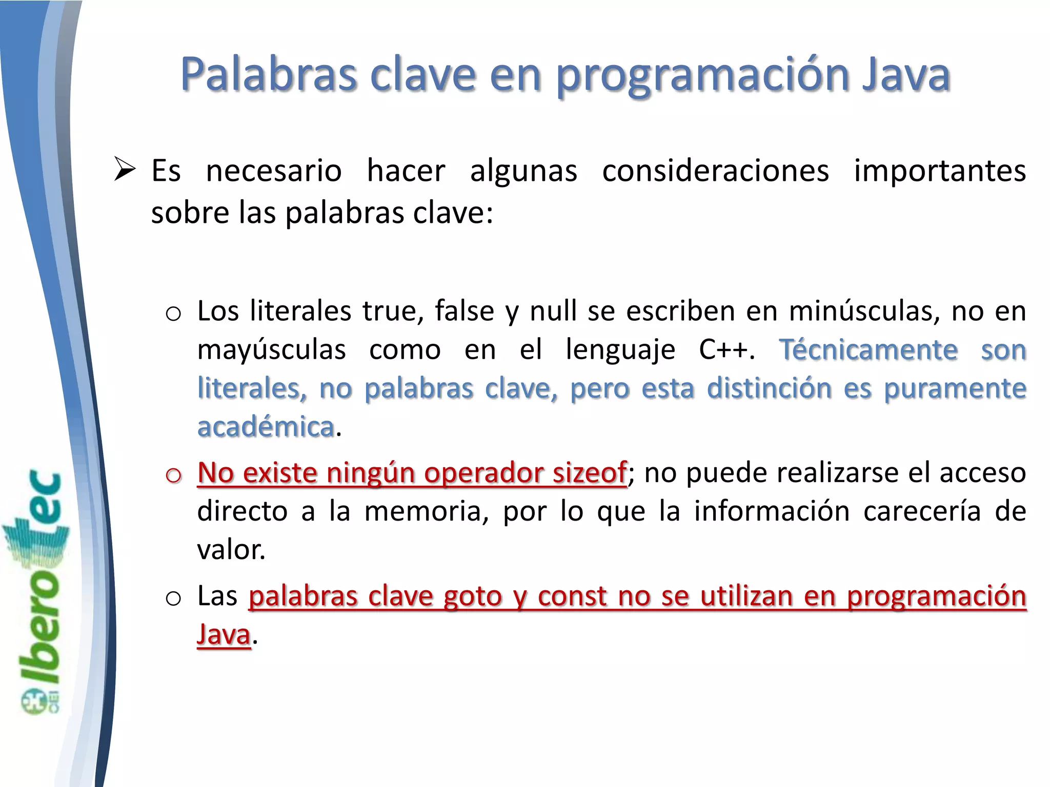 Identificadores palabras clave y tipos Java | PPTX | Programming ...