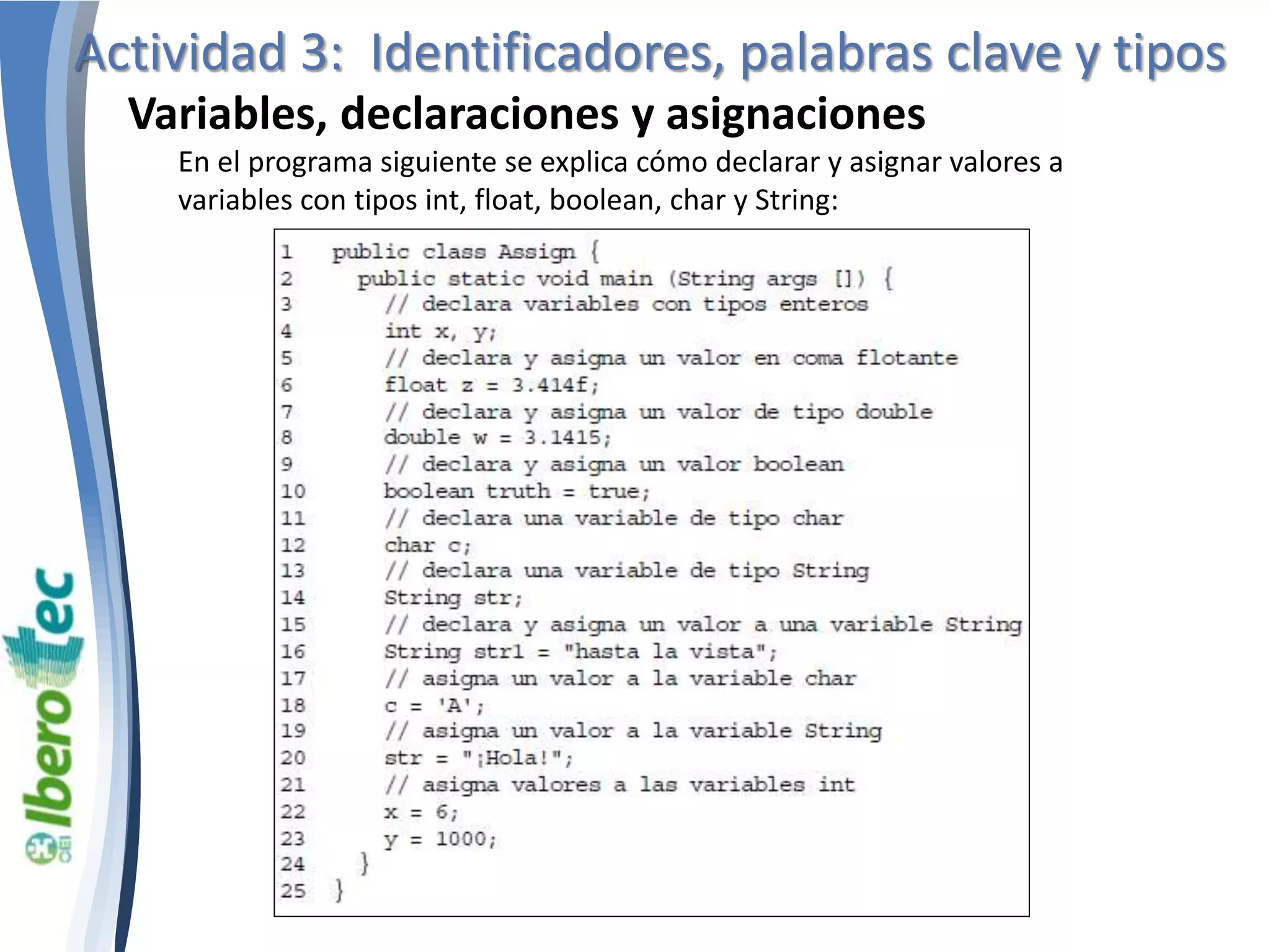 Identificadores palabras clave y tipos Java | PPTX | Programming ...