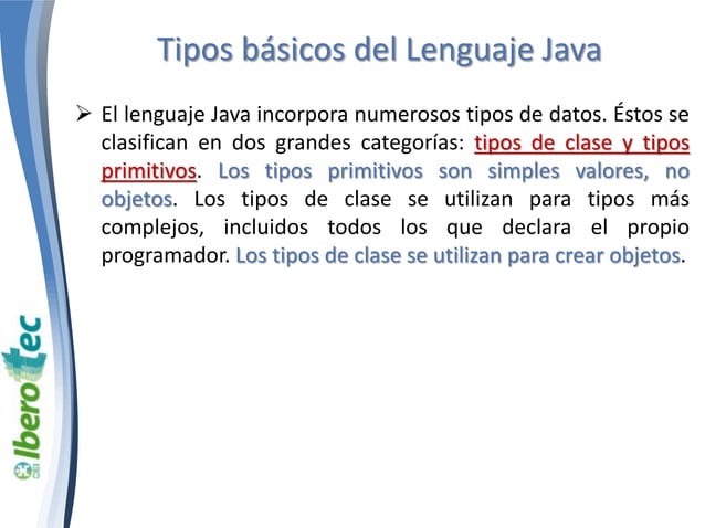 Identificadores palabras clave y tipos Java